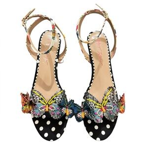 NWOT Betsey Johnson Polka Dot Butterfly Embellished Sandals Shoes Size 11